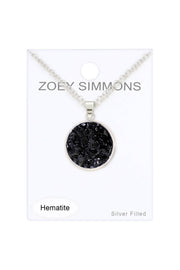 Hematite Round Shaped Pendant Necklace - SF