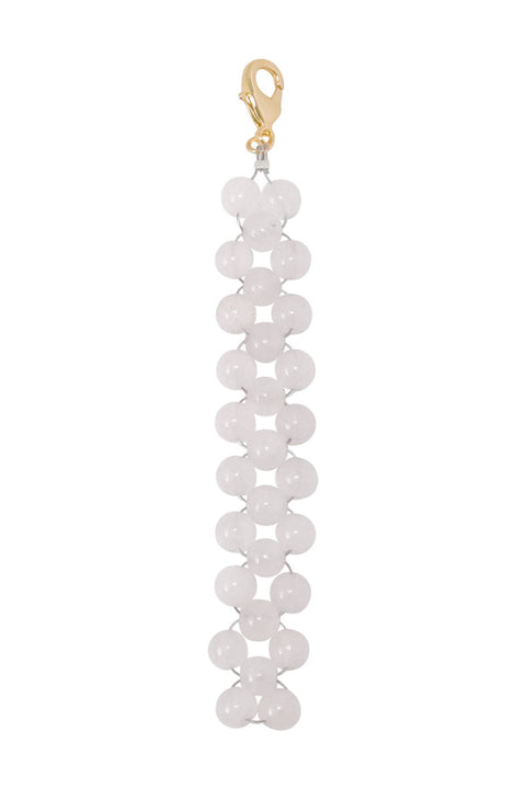 White Jade 6mm Mala Beads Braided Keychain - SF/GF