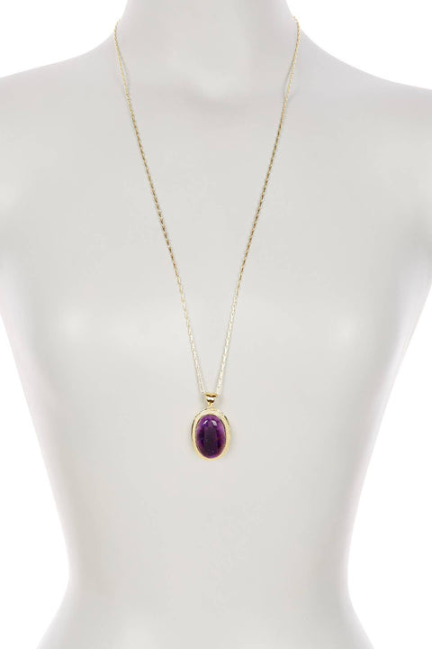 Amethyst Oval Pendant Necklace - GF