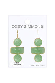 Green Aventurine Stack Drop Earrings - GF