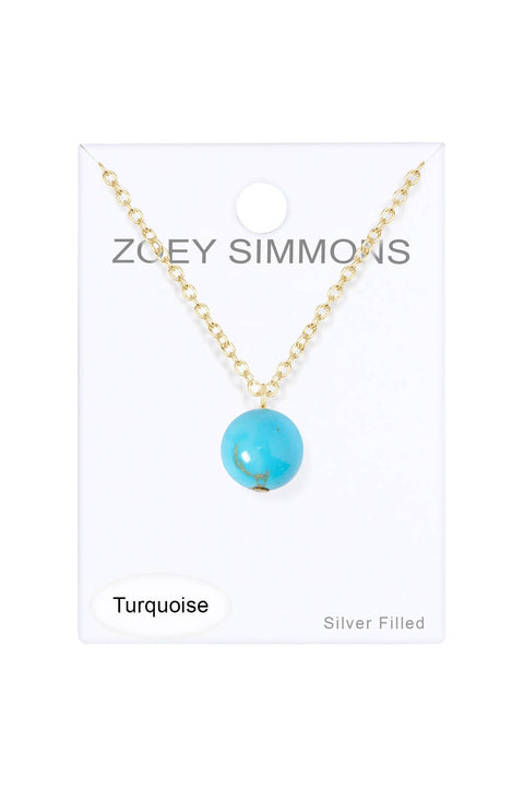 Stabilized Turquoise Beads Charm Necklace - GF