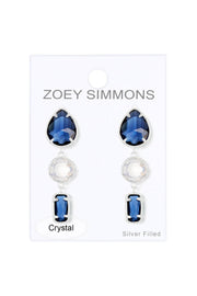 London Blue & Moonstone Crystal Stud Earrings - SF