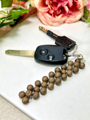 Gold Druzy 8mm Mala Beads Braided Keychain - SF/GF