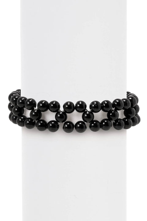 Black Onyx 6mm Beads Braided Bracelet - GF