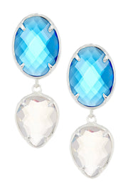 Swiss Blue & Moonstone Crystal Stud Earrings - SF