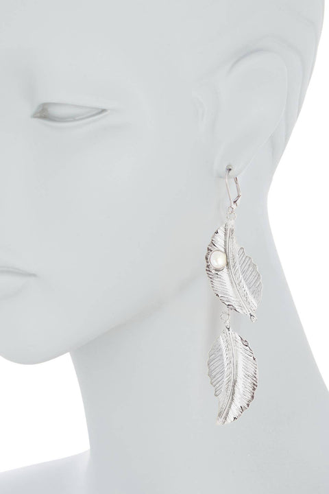 Freshwater Pearl & Leaf Statement Earrings - SF