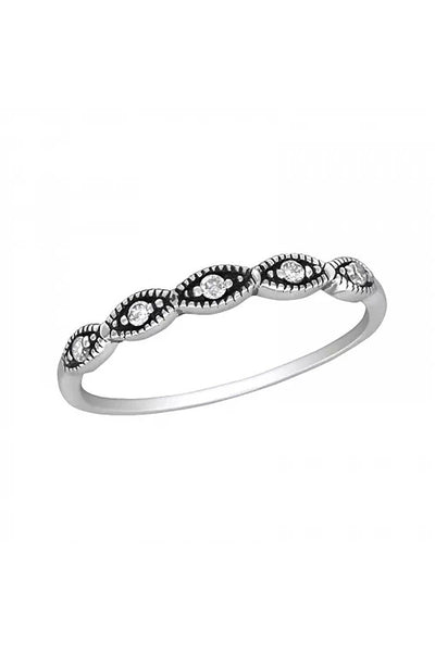 Sterling Silver Stackable Ring With CZ - SS