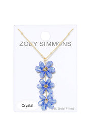 Tanzanite Austrian Crystal Flower Pendant Necklace - GF