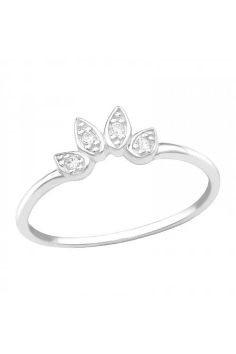 Sterling Silver Wreath Ring With CZ - SS