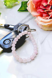 Rose Quartz 6mm Mala Beads Keychain - SF/GF