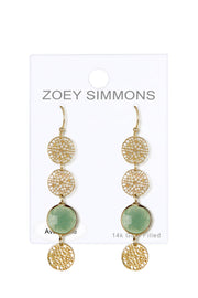 Green Aventurine & Filigree Disc Dangle Earrings - GF