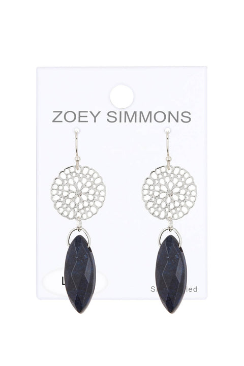 Lapis & Filigree Daisy Drop Earrings - SF