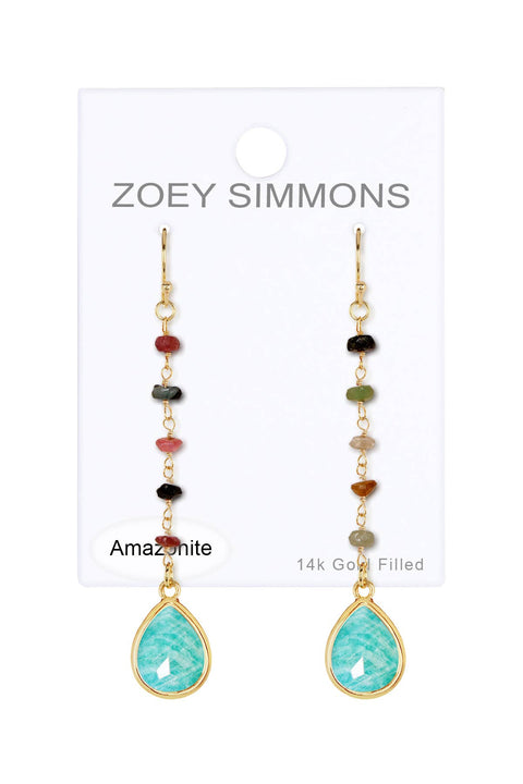 Amazonite & Mixed Stone Drop Earrings - GF