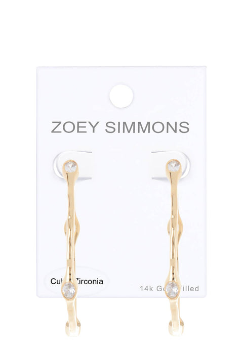 CZ Station Hoop Earring In Gold - GF