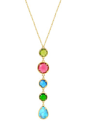 Turquoise & Mixed Crystal Y Necklace - GF