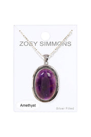 Amethyst Oval Pendant Necklace - SF