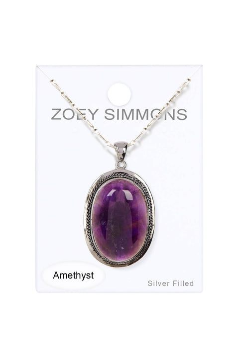 Amethyst Oval Pendant Necklace - SF