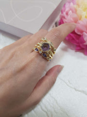 Lavender Crystal & CZ Stack Ring Set - GF