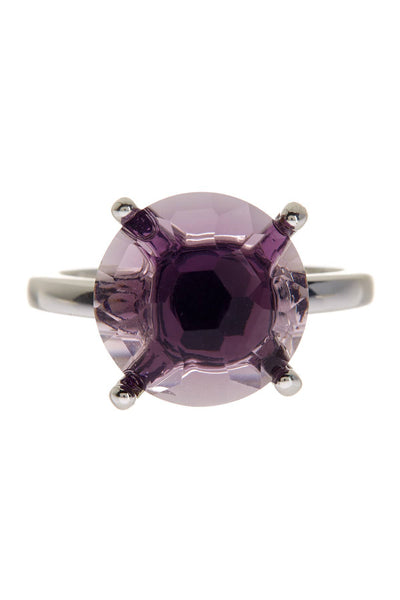 Lavender Crystal Prong Set Round Ring - SF