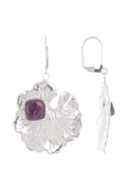 Amethyst & Lotus Leaf Drop Earrings - SF