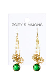 Emerald Crystal Chandelier Earrings In Gold - GF