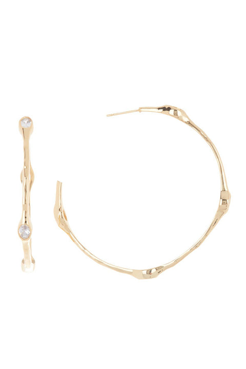 CZ Station Hoop Earring In Gold - GF