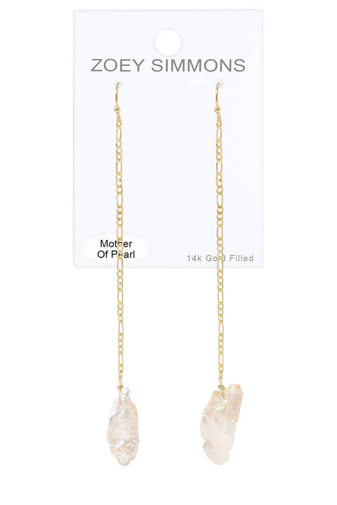 Irregular Freshwater Pearl Long Drop Earrings - GP