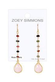 Rose Quartz & Mixed Stone Drop Earrings - GF