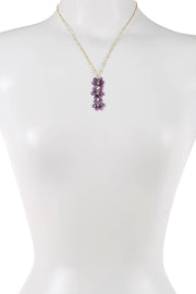 Lavender Austrian Crystal Flower Bloom Pendant Necklace - GF