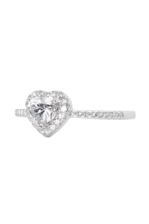 Sterling Silver Moissanite Engagement Heart Ring - SS