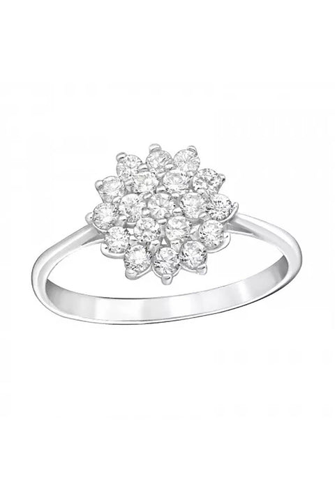 Sterling Silver CZ Flower Ring - SS