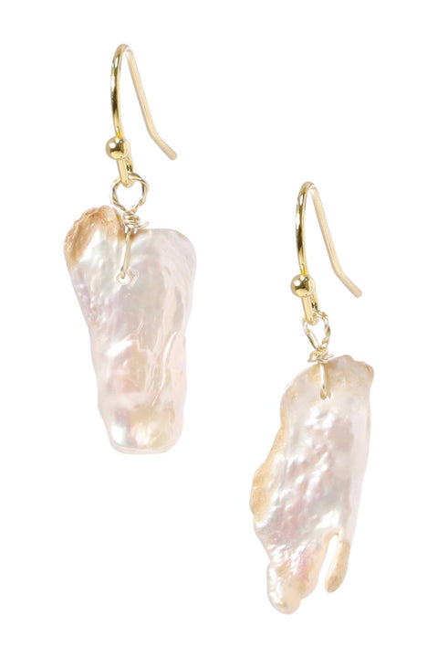 Irregular Freshwater Pearl Drop Earrings - GF