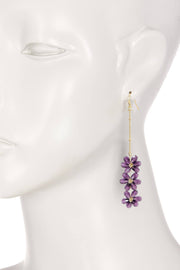 Lavender Austrian Crystal Flower Bloom Drop Earrings - GF