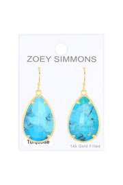 Stabilized Turquoise Pear Cut Earrings - GF