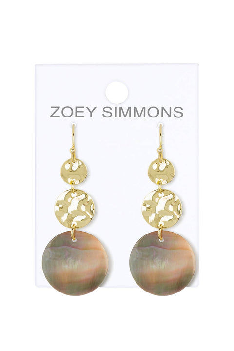 Abalone & Hammered Disc Drop Earrings - GF