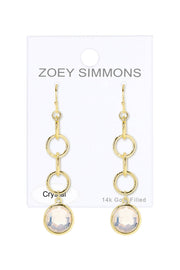 Moonstone Crystal & Interlocking Circle Drop Earrings - GF