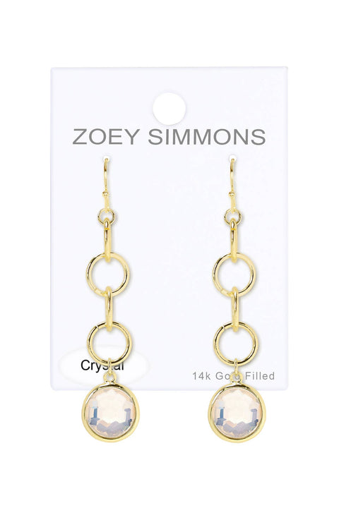 Moonstone Crystal & Interlocking Circle Drop Earrings - GF