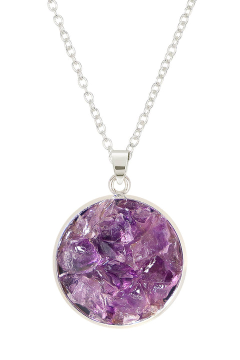 Amethyst Round Shaped Pendant Necklace - SF