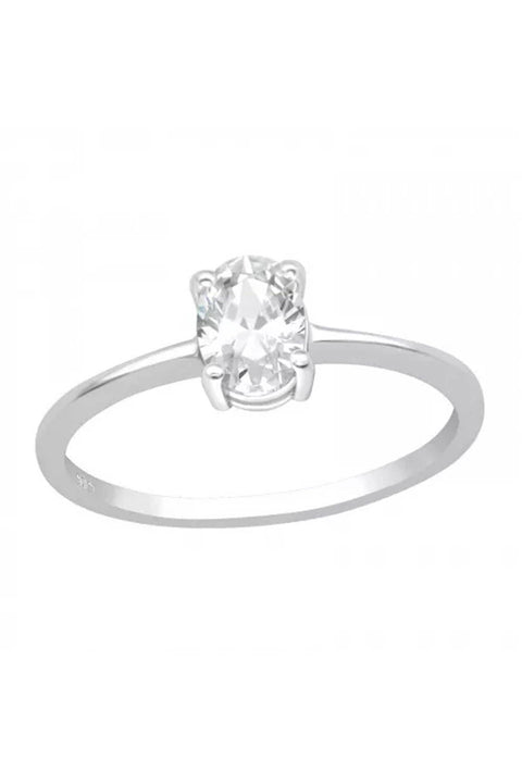 Sterling Silver Solitaire Ring With CZ - SS