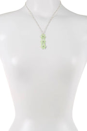 Green Austrian Crystal Flower Bloom Pendant Necklace - SF