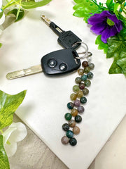 Mixed Jasper 8mm Mala Beads Braided Keychain - SF/GF