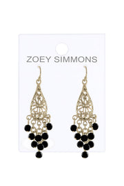 Black Onyx Bohemian Vintage Drop Earrings - AG