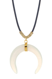 Crescent Wave Pendant Necklace In White - GF