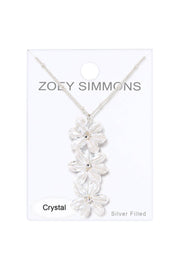 Clear Austrian Crystal Flower Bloom Pendant Necklace - SF