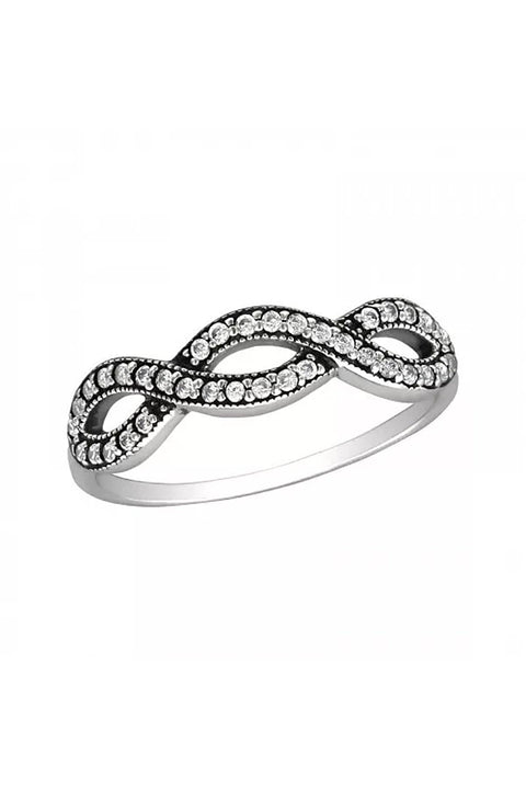 Sterling Silver Open Band Ring With CZ - SS