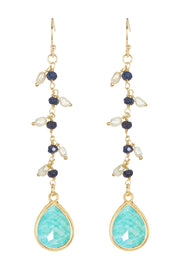 Amazonite & Freshwater Pearl Drop Earrings - GF