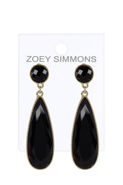 Black Crystal Teardrop Statement Stud Earrings - AG