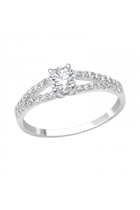 Sterling Silver Solitaire Ring With CZ - SS