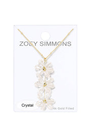 Clear Austrian Crystal Flower Bloom Pendant Necklace - GF