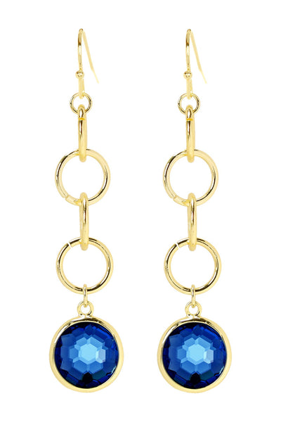 London Blue Crystal & Interlocking Circle Drop Earrings - GF